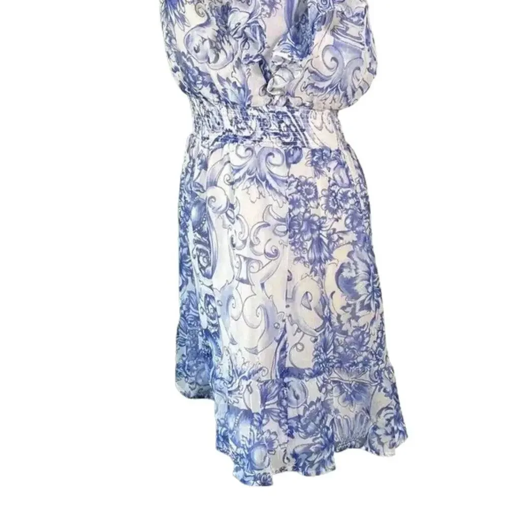 Express Blue and White Floral Mini Dress